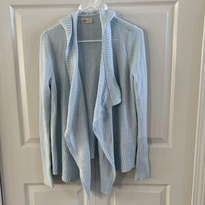 Hollister Women’s Soft Light Blue Draped Cardigan with hood, small
